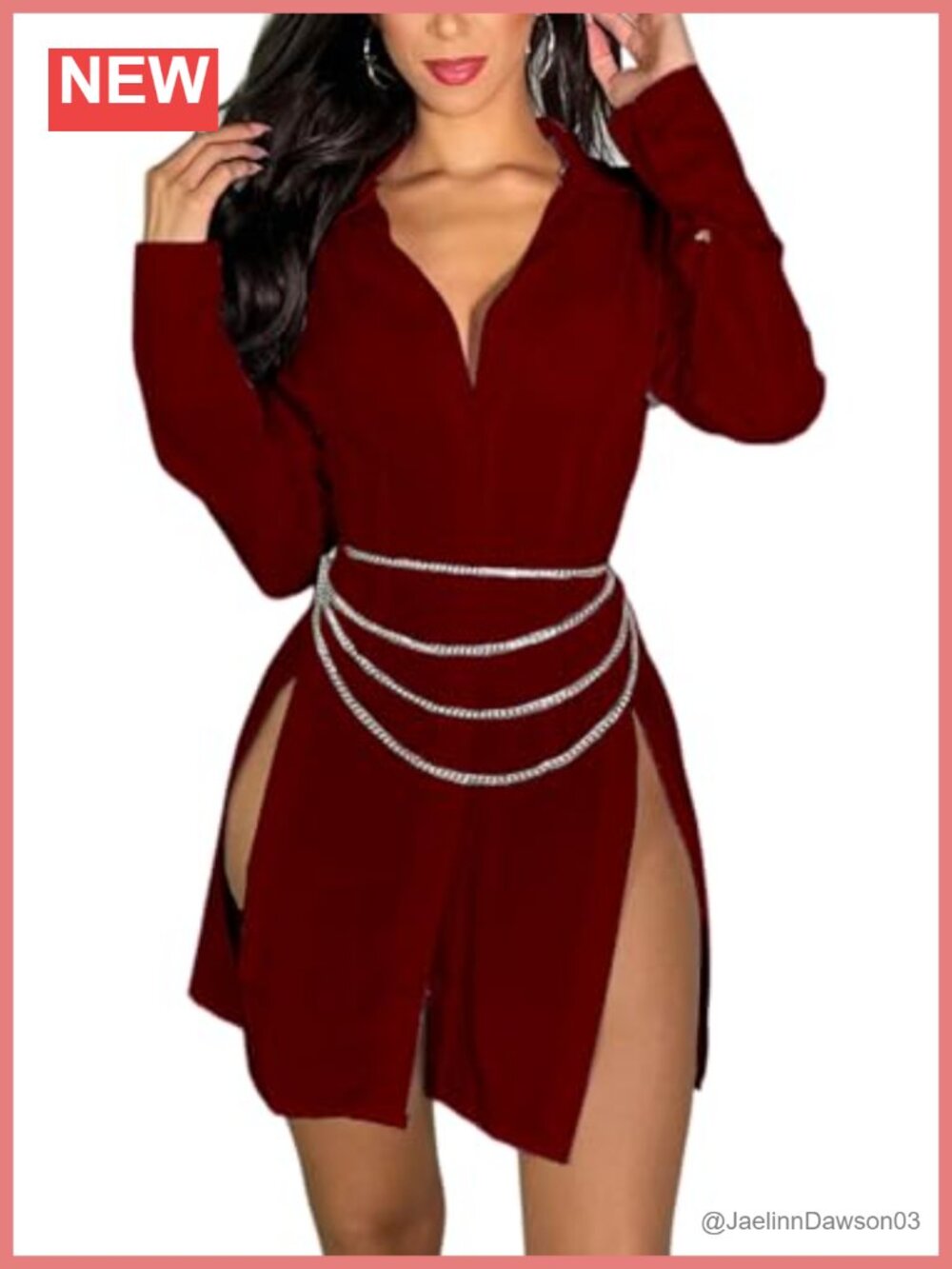 Women's Silk Shirt Dress Button Down Long Sleeve Ruched Slit Midi Date Night